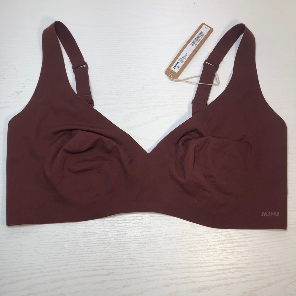 NWT SKIMS Naked Plunge Bralette Color Oxblood Women’s Size 2X